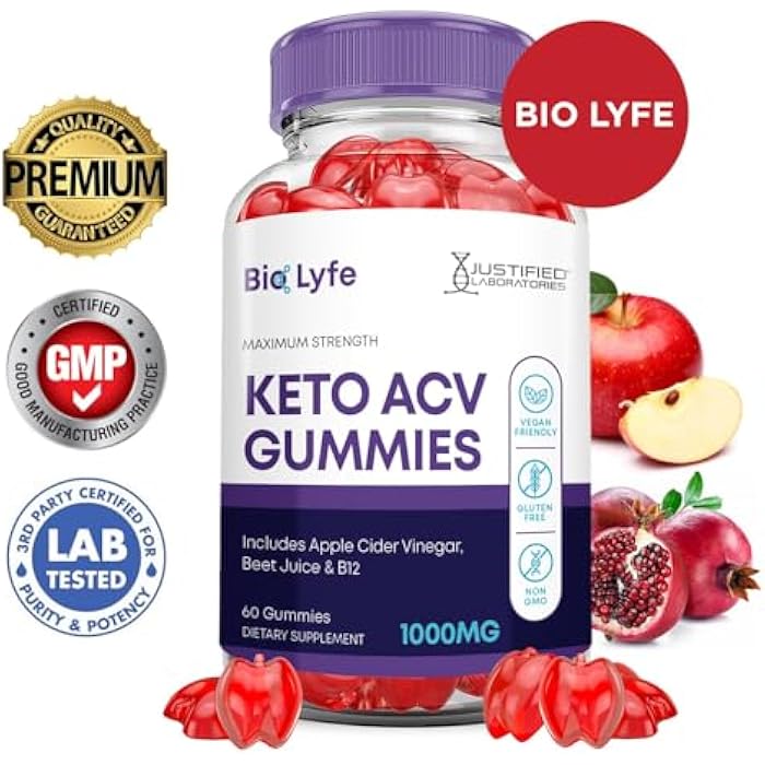 Justified Laboratories Bio Lyfe Keto ACV Gummies Advanced Formula 1000MG Biolyfe Keto Gummies Apple Cider Vinegar Formulated with Pomegranate Beet Juice Powder B12 Vegan Non GMO 60 Gummys - Image 3