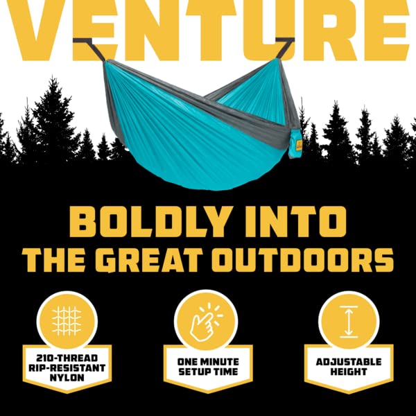 Wise Owl Outfitters Wise Owl Outfitters Camping Hammock - Portable Hammock Double Hammock Camping up to 500lbs, Accessories for Outdoor, Indoor w/Tree Straps, Double Orange & Grey  - Image 3