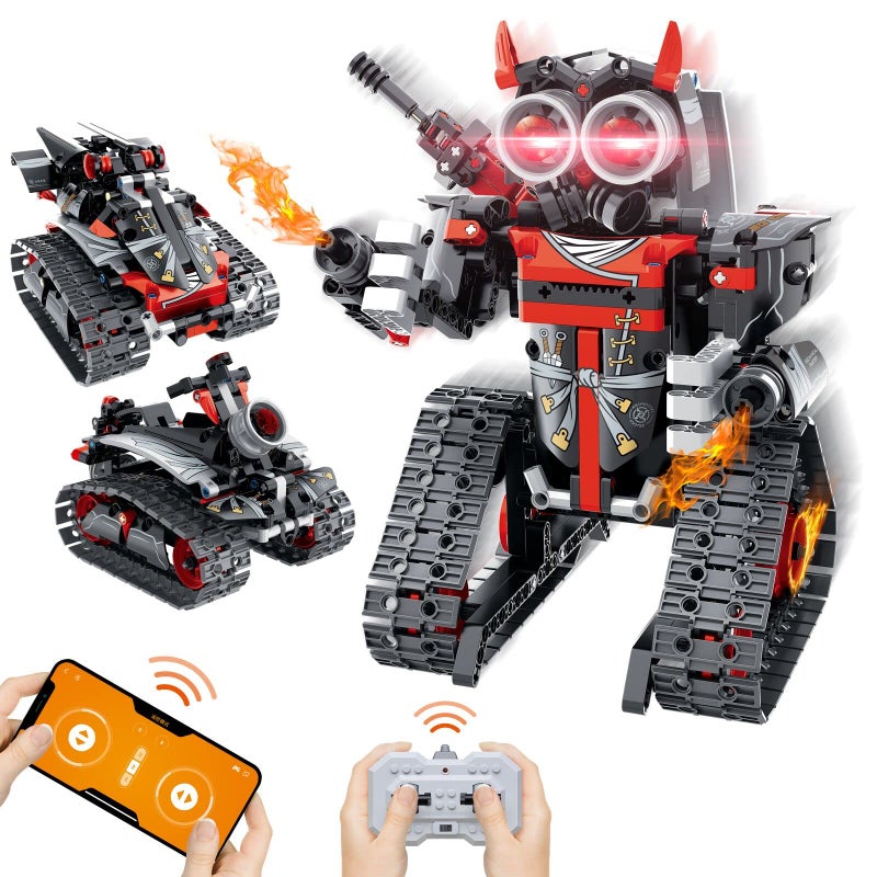 VINTOP 3in1 STEM Remote APP Controlled Coding Robot Building Kit for Boys 612 419 Pcs RC RobotTankCar Educational Building Blocks Toy Science Learning Engineering Gift for Kids - Image 2