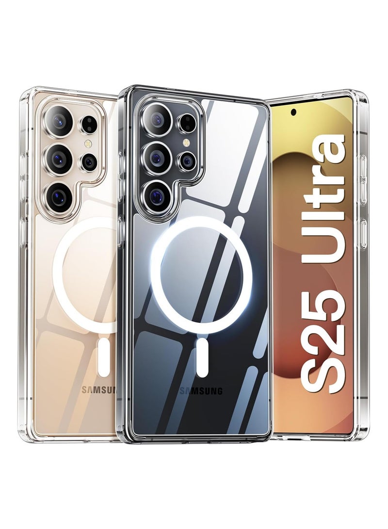 MagSafe Case Cover | Camera Protection | Hard Crystal Clear Back | Shockproof Bumper Case Cover for Samsung Galaxy S25 Ultra (Transparent) - Image 1
