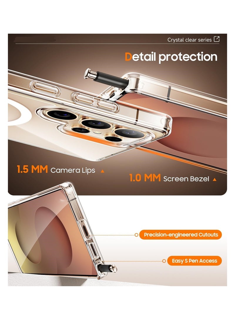 MagSafe Case Cover | Camera Protection | Hard Crystal Clear Back | Shockproof Bumper Case Cover for Samsung Galaxy S25 Ultra (Transparent) - Image 4
