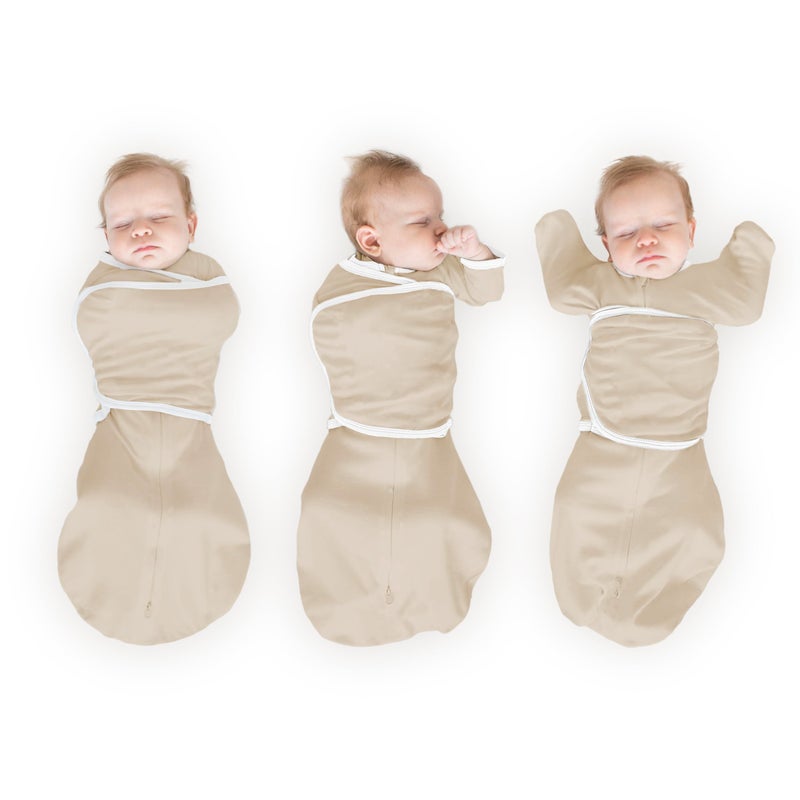 SwaddleDesigns Organic 6-Way Omni Swaddle Sack, Arms Up Swaddle for Newborn, More Options to Calm Startle Reflex, Improves Sleep, Small, 0-3 mo, 6-14 lbs, Sand Dollar - Image 1