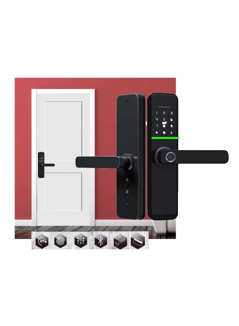 KNP KNP Electronic Smart Door Lock For Wooden Door with 5 Functions- Fingerprint, Passcode, Mobile App, Smart IC Card, Metal Key for both Indoors and Outdoors (2 YEARS WARRANTY) 10 x 15 x 10 cm  - Image 1