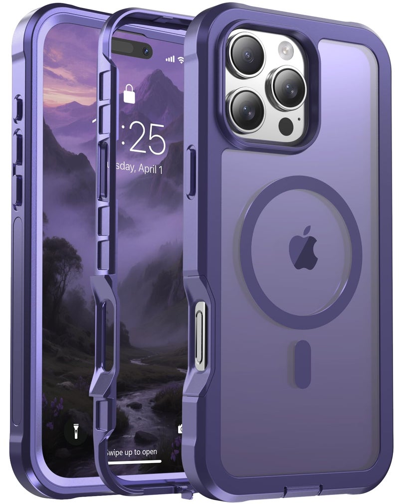 jaroco Magnetic for iPhone 16 Pro Max Case, [Compatible with MagSafe][Military Grade Drop Protection][Heavy Duty Protection][Non-Slip][Shockproof] 2-Layer Durable Bumper Phone Case 6.9''-Dark Purple - Image 1