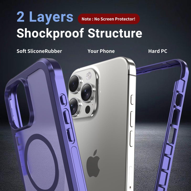 jaroco Magnetic for iPhone 16 Pro Max Case, [Compatible with MagSafe][Military Grade Drop Protection][Heavy Duty Protection][Non-Slip][Shockproof] 2-Layer Durable Bumper Phone Case 6.9''-Dark Purple - Image 2
