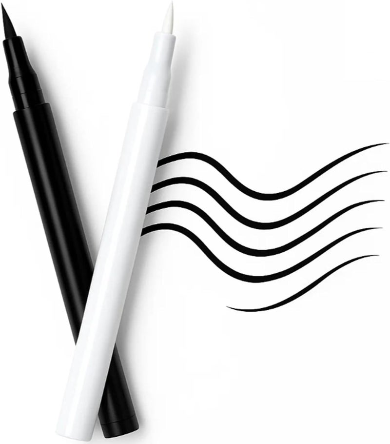 2Pack Black White Waterproof Liquid Eyeliner Pens with Fine Tip for Precise Application LongLasting Smudgeproof HighlyPigmentedWinged Eyeliner Subtle Daily Looks