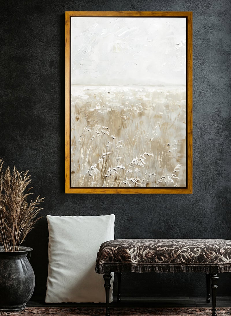 LOWHA Canvas Wall Art Stretched Over Wooden Frame with Wooden Color Floating Frame and Vintage Style Oil Painting  - Image 4