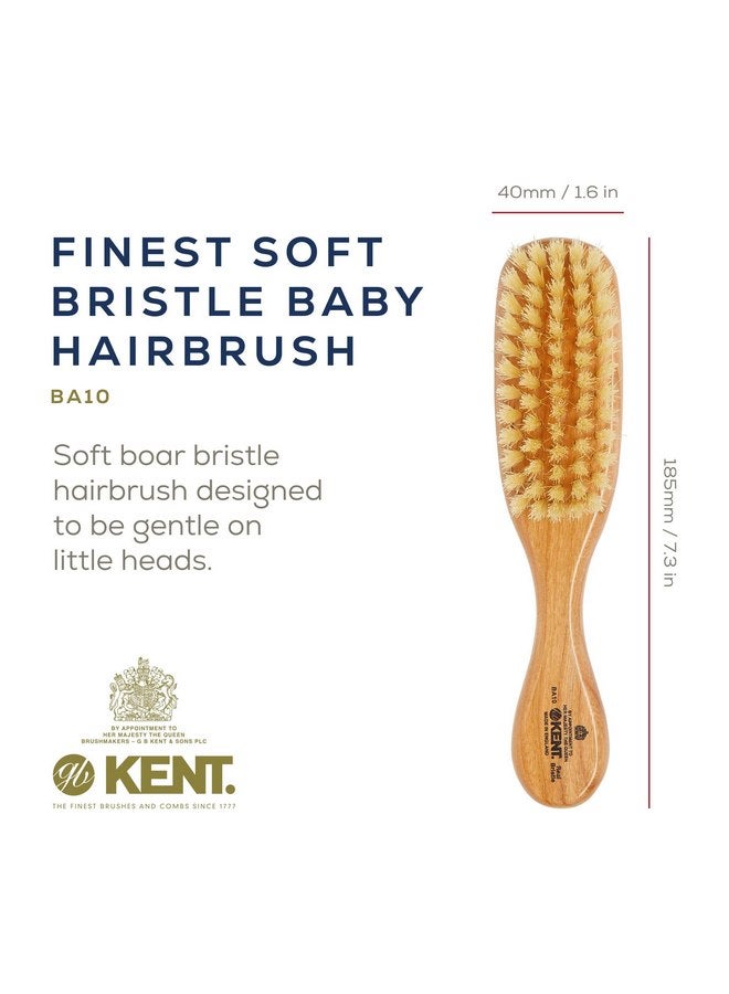 KENT Kent BA10 Newborn Baby Hair Brush with Soft 100% Pure White Natural Bristle, Cradle Cap Hairbrush for Infant, Toddler and Kids with Cherrywood Base. Encourages Growth and Shine, Made in England - Image 2