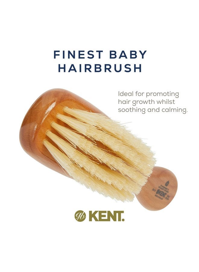KENT Kent BA10 Newborn Baby Hair Brush with Soft 100% Pure White Natural Bristle, Cradle Cap Hairbrush for Infant, Toddler and Kids with Cherrywood Base. Encourages Growth and Shine, Made in England - Image 3