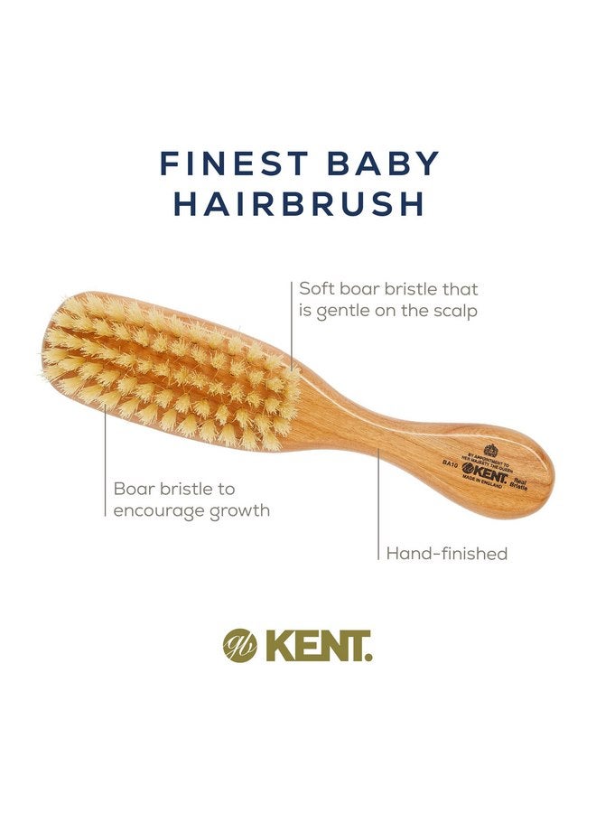 KENT Kent BA10 Newborn Baby Hair Brush with Soft 100% Pure White Natural Bristle, Cradle Cap Hairbrush for Infant, Toddler and Kids with Cherrywood Base. Encourages Growth and Shine, Made in England - Image 4