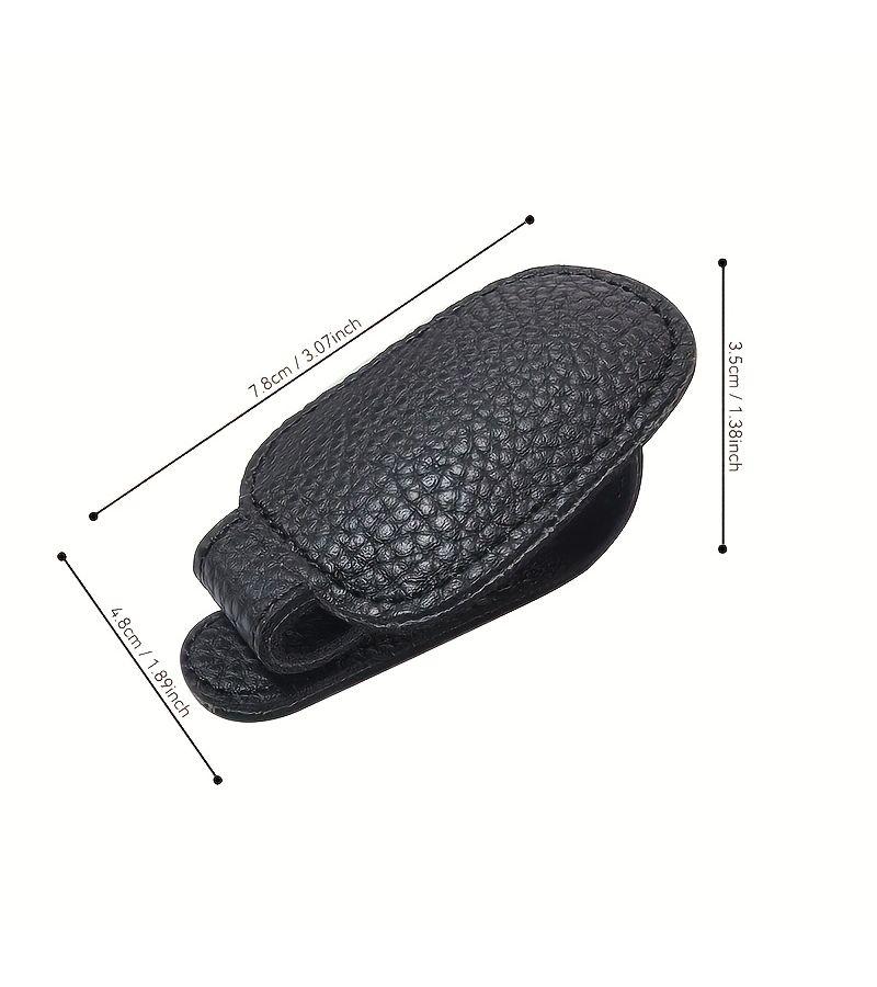 Large Lychee Pattern Beige Car Eyeglass Clip For Sun Visor Quick Access Holder - Image 3