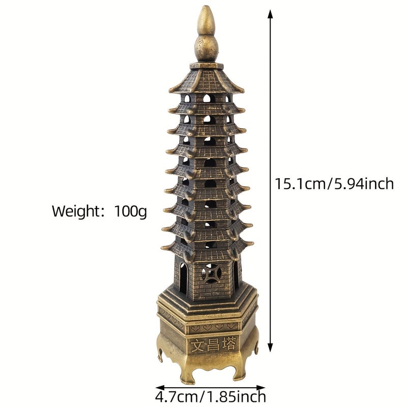 2pcs Nine Story Pagoda Incense Holder Traditional Design Base Inscribed Wenchang Pagoda Multilayer Structure - Image 2
