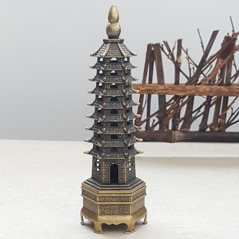 2pcs Nine Story Pagoda Incense Holder Traditional Design Base Inscribed Wenchang Pagoda Multilayer Structure - Image 4