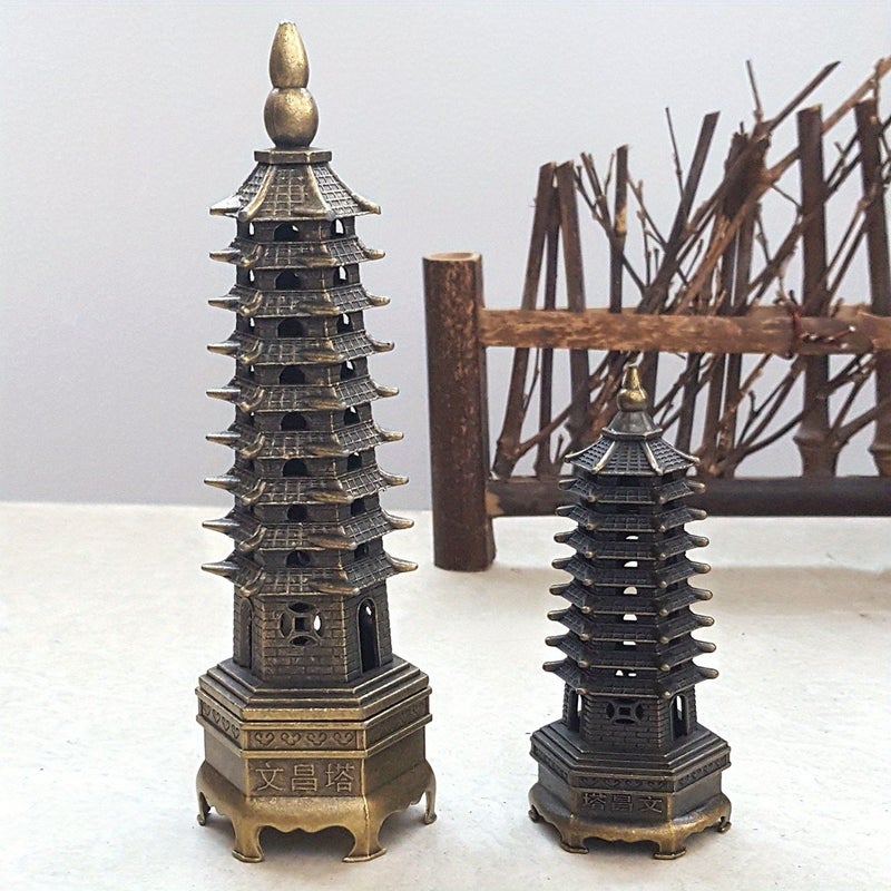 2pcs Nine Story Pagoda Incense Holder Traditional Design Base Inscribed Wenchang Pagoda Multilayer Structure - Image 5