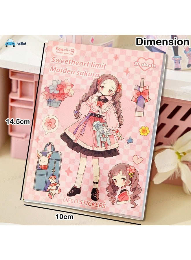FunBlast Kawaii Stickers Book - 20 Sheets/400 Stickers, Japanese Style Decorative Stickers, Self-Adhesive Kawaii Sticker, Cartoon Theme Sticker for Girls (Peach) - Image 3