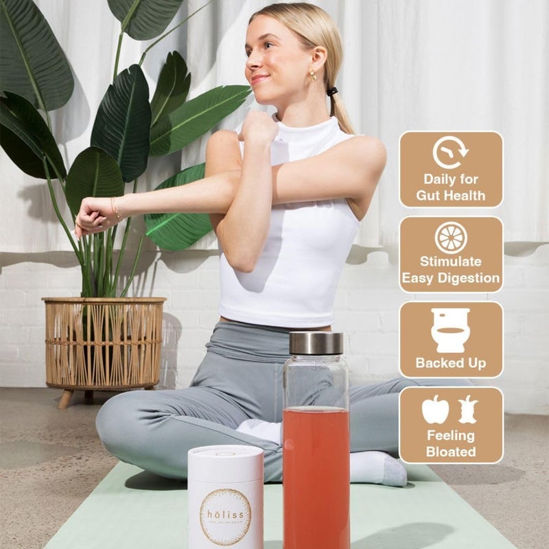 HOLISS Daily Gut Health Powder 6in1 All Natural Supplement Slippery Elm L Glutamine Lemon Balm with PepZinGI  Bloat  Gas Relief GI Lining Repair IBS Support  Mixed Berry 30 Servings - Image 3