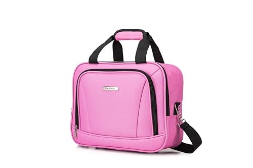 Rockland Melbourne Hardside 2 Piece Expandable Spinner Wheel Luggage Set, Carry-On 20" and Tote 14", Pink - Image 2