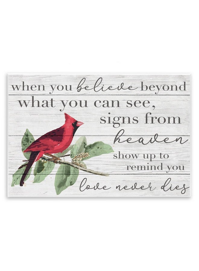 Stupell Industries Believe Love Never Dies Inspirational Cardinal Bird Word Design Wall Plaque Art Design By Artist Daphne Polselli, 10 x 15 - Image 1