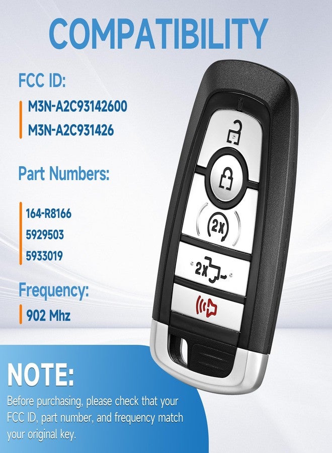LYFUCESS Smart Proximity Key Fob Replacement Fits for Ford F150/F-150 2018-2022 F250/F-250 F350/F-350 2017-2022 F450/F550 F-150 Raptor 2019-2022 Bronco 2021 Keyless Entry Remote Start Control 902 Mhz - Image 2