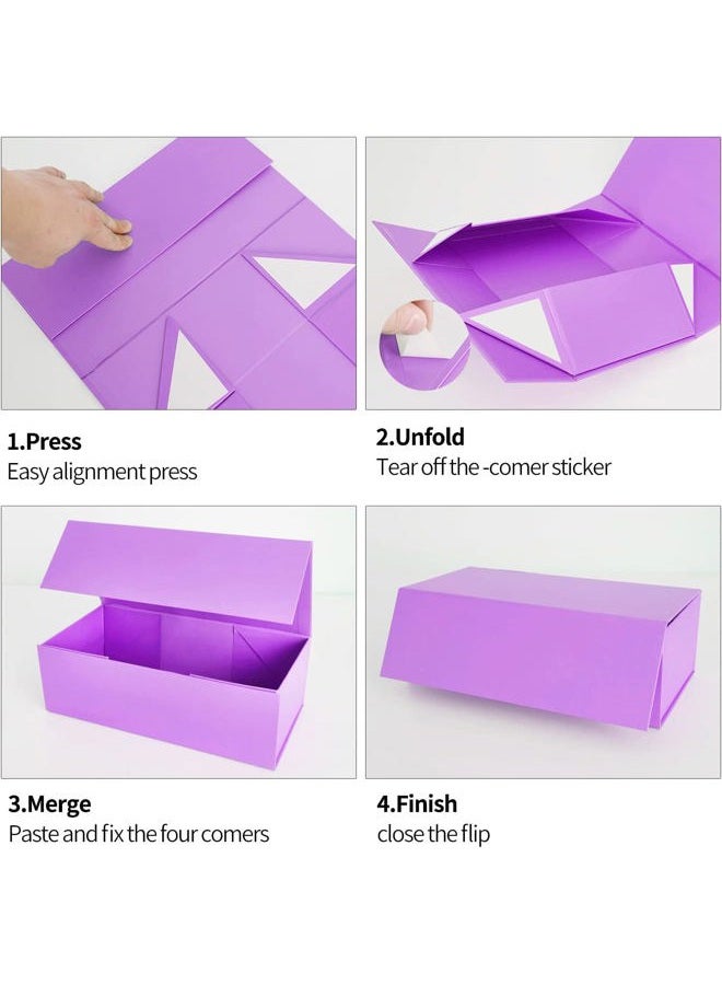 ROSTELACK Purple Gift Boxes 10"x6"x3" with Magnetic Closure Lid Gift Boxes for Presents,Bridesmaid Gifts Box,Cute Box,Luxury for Gift Packaging, Magnetic Gift Box for Wrapping Gifts (Purple/5PCS) - Image 3