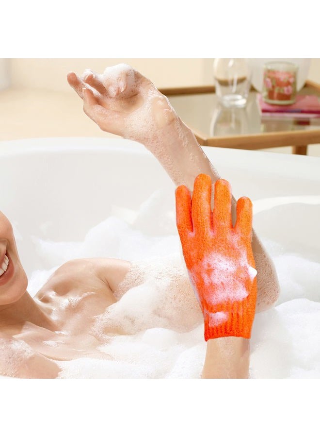 MIG4U Exfoliating Shower Gloves for Bath, Premium Nylon Body Wash Bathing Gloves for Men Women Spa, Massage and Skin Scrub, Dead Skin Remover with Hanging Loop, Orange, Regular Size - Image 3