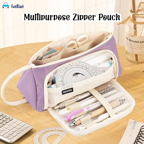 FunBlast Pouch for Girls - Multipurpose Zipper Pouch for Kids & Adults, Stationary Organizer Bag, Makeup Pouch, Cosmetic Pouches, Toiletry Bag, Water Resistance Pouches for Travel Accessories (Purple) - Image 4