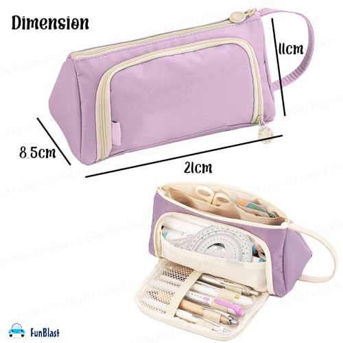 FunBlast Pouch for Girls - Multipurpose Zipper Pouch for Kids & Adults, Stationary Organizer Bag, Makeup Pouch, Cosmetic Pouches, Toiletry Bag, Water Resistance Pouches for Travel Accessories (Purple) - Image 2