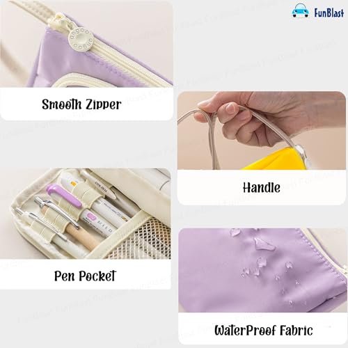 FunBlast Pouch for Girls - Multipurpose Zipper Pouch for Kids & Adults, Stationary Organizer Bag, Makeup Pouch, Cosmetic Pouches, Toiletry Bag, Water Resistance Pouches for Travel Accessories (Purple) - Image 3