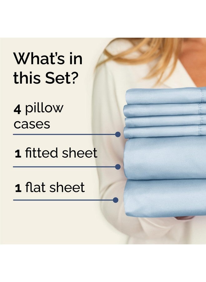 CGK Unlimited King 6 Piece Sheet Set - Comfy, Breathable & Cooling - Hotel Luxury Bedding for Women, Men, Kids & Teens - 1 Flat & 1 Fitted Sheet & 4 Pillowcases w/ Deep Pockets - Soft and Wrinkle Free - Sky Blue  - Image 2