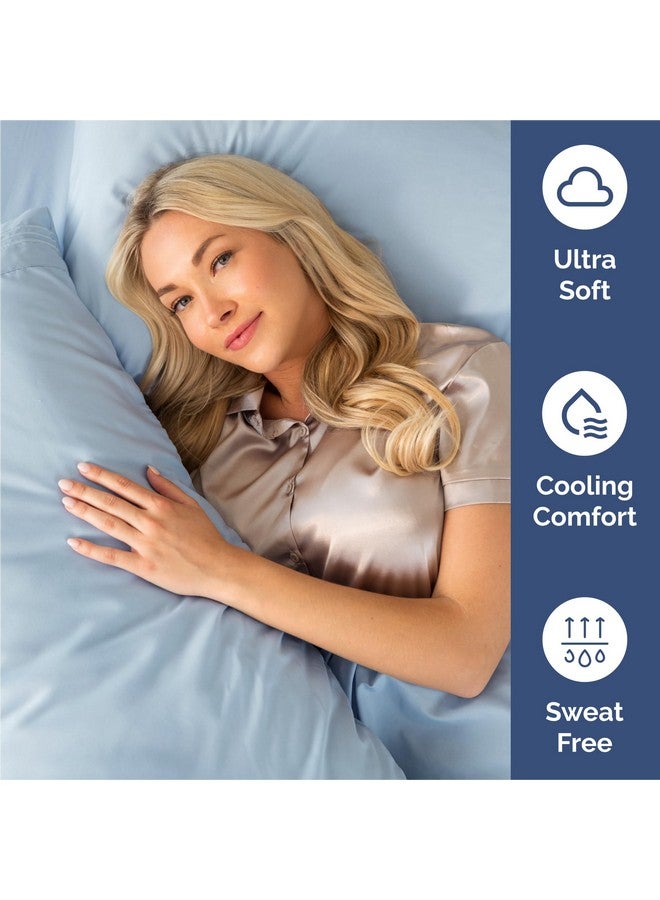 CGK Unlimited King 6 Piece Sheet Set - Comfy, Breathable & Cooling - Hotel Luxury Bedding for Women, Men, Kids & Teens - 1 Flat & 1 Fitted Sheet & 4 Pillowcases w/ Deep Pockets - Soft and Wrinkle Free - Sky Blue  - Image 4