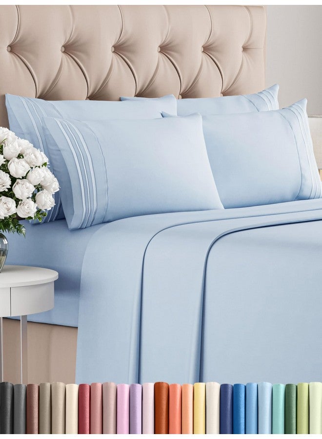 CGK Unlimited King 6 Piece Sheet Set - Comfy, Breathable & Cooling - Hotel Luxury Bedding for Women, Men, Kids & Teens - 1 Flat & 1 Fitted Sheet & 4 Pillowcases w/ Deep Pockets - Soft and Wrinkle Free - Sky Blue  - Image 1