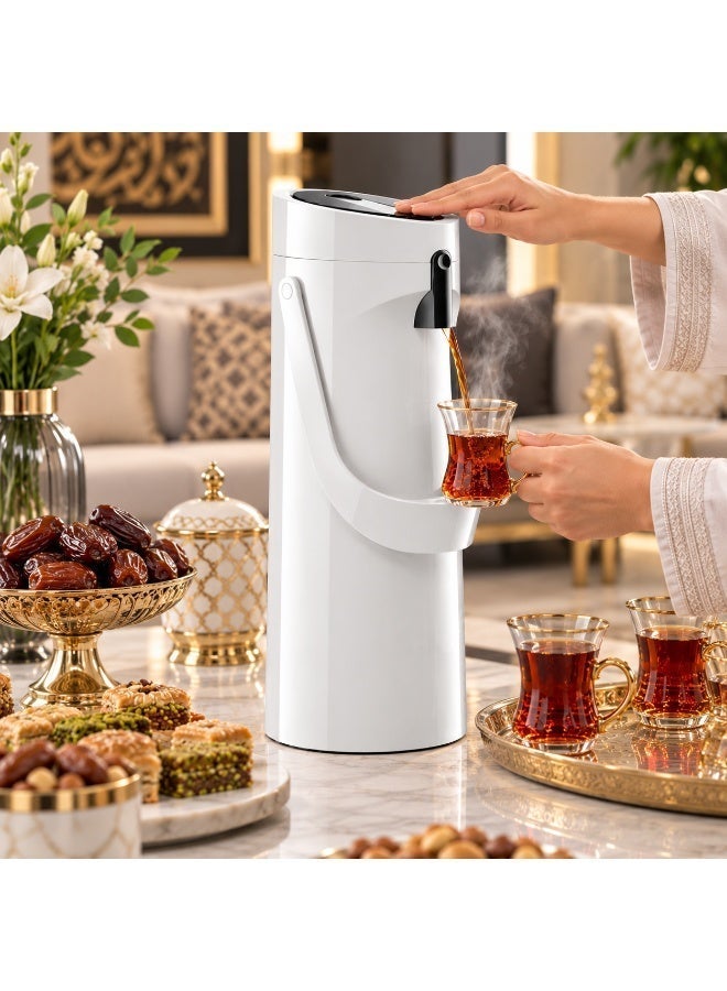 إمزا 🤍 ترمس EMSA PONZA الفاخر بمضخة ضغط 1.9 لتر ☕ حافظ للحرارة والبرودة – تصميم أنيق للضيافة والقهوة والشاي – أبيض ✨ - Image 2