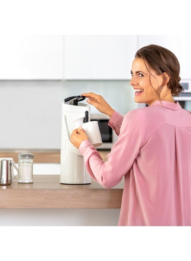 إمزا 🤍 ترمس EMSA PONZA الفاخر بمضخة ضغط 1.9 لتر ☕ حافظ للحرارة والبرودة – تصميم أنيق للضيافة والقهوة والشاي – أبيض ✨ - Image 1