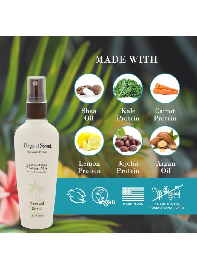 Original Sprout Original Sprout Luscious Island Protein Hair Mist for All Hair Types, Lightweight Leave-In Spray for Dry or Damaged, Heat-Styled & Color-Treated Locks, with Argan Oil & Vega Bead Technology, 3 fl oz - Image 3