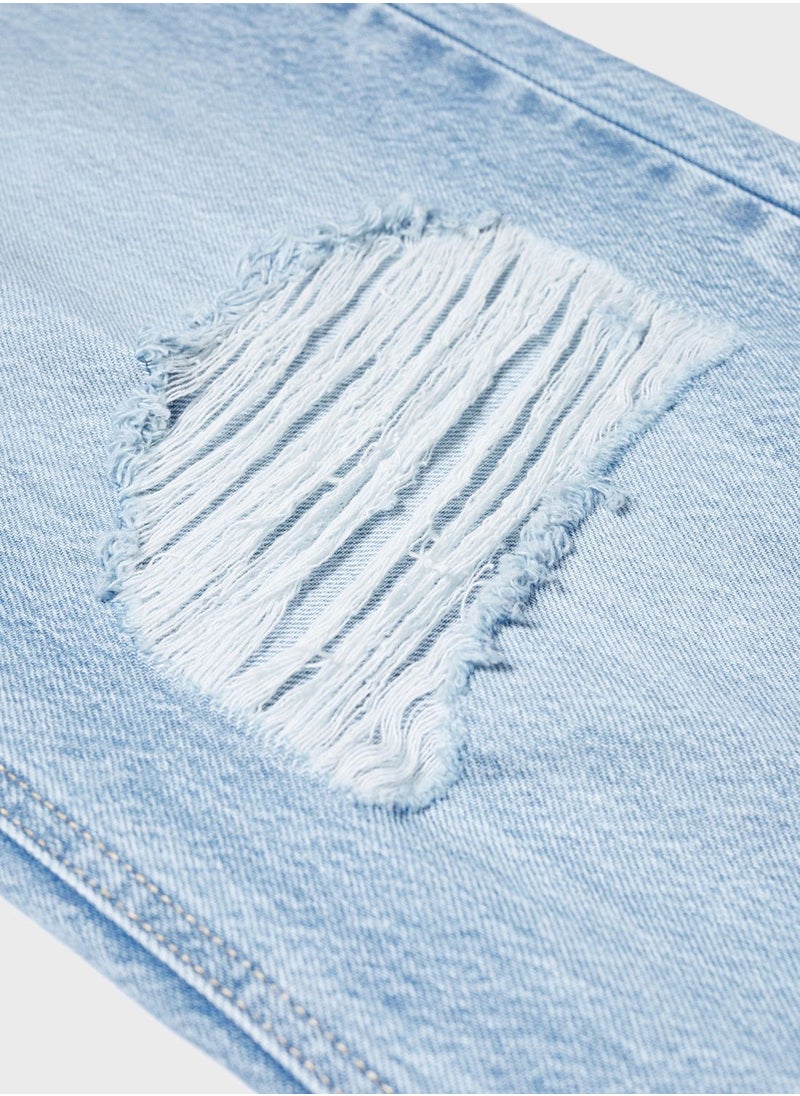MANGO - Kids Distressed Wide Leg Jeans - Image 1