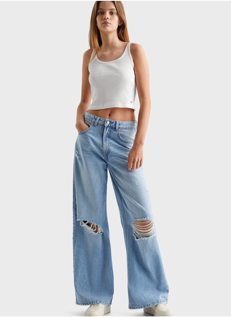 MANGO - Kids Distressed Wide Leg Jeans - Image 1