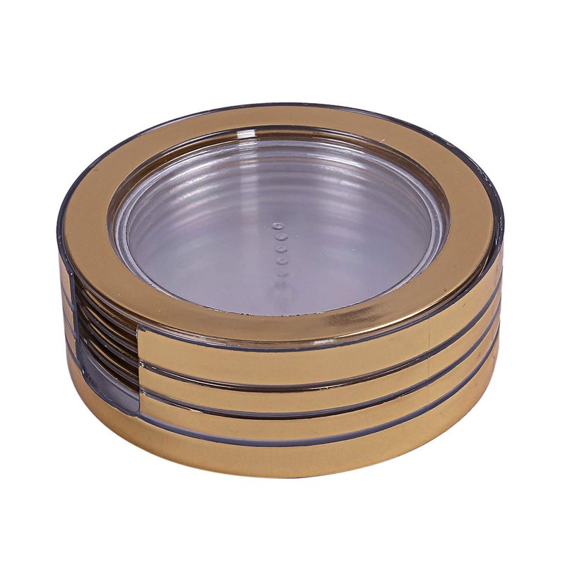 Kuber Industries Kuber Industries 6 Pieces Tea Coaster with Stand (Gold) -CTKTC024989  - Image 1