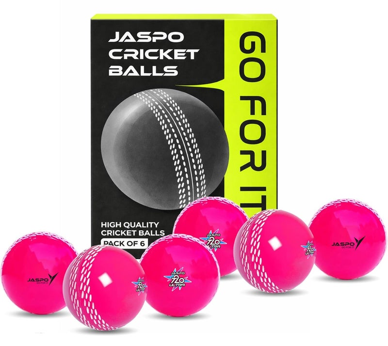 jaspo T-20 Ultra Practice Cricket Ball/Wind Balls (125-130 GMS) for - Indoor & Outdoor Street & Beach Cricket (Pack of 6) (Pink) - Image 2