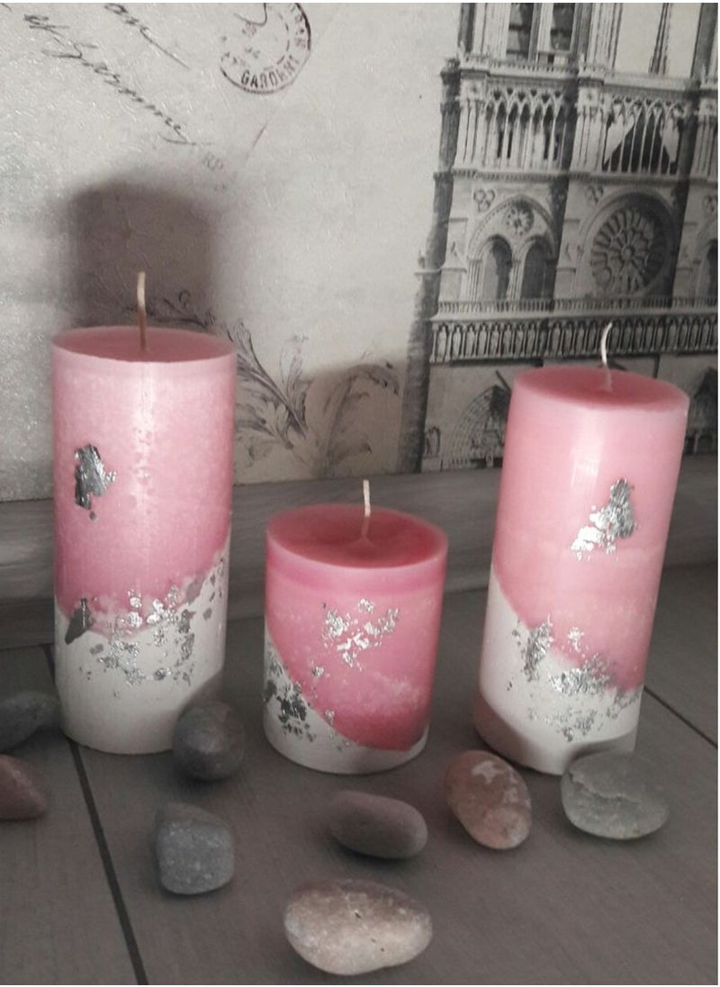 Generic - Decorative Candle Set with Handmade Gold Papers / 2 pcs - Image 1