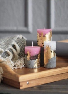 Generic Decorative Candle Set with Handmade Gold Papers / 2 pcs  - Image 1