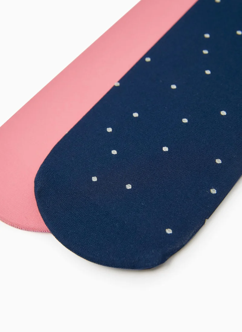 زيبي 2-Pack Microfiber Tights for Girls, Pink/Dark Blue