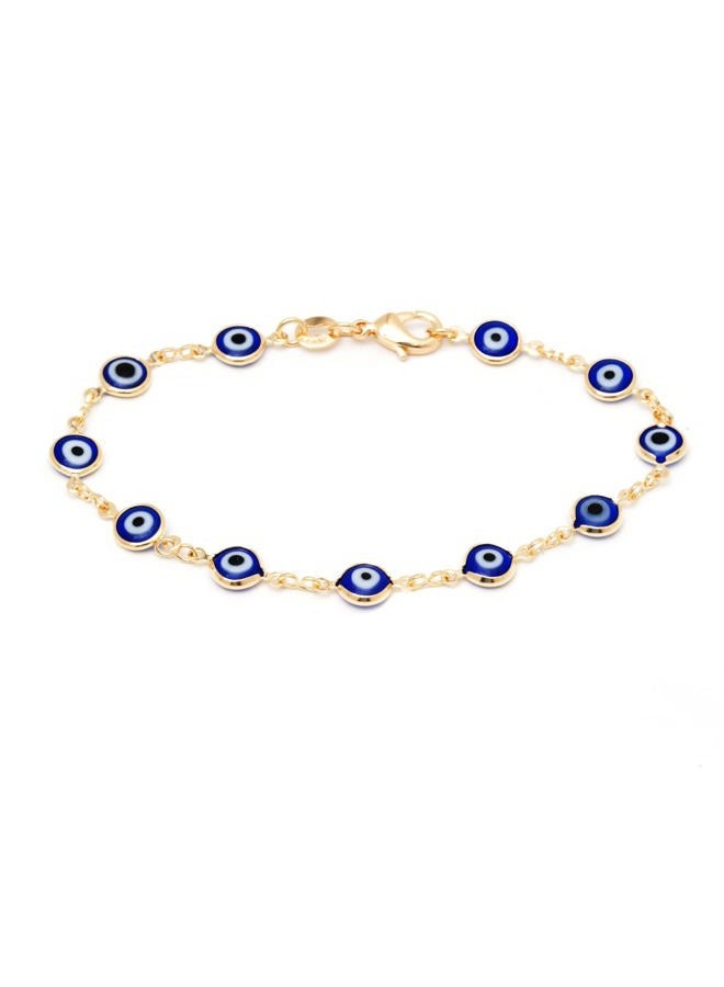 Barzel 18k Gold Plated Evil Eye Anklet Bracelet - Made In Brazil, 10 Inches, Brass, no gemstone - Image 2