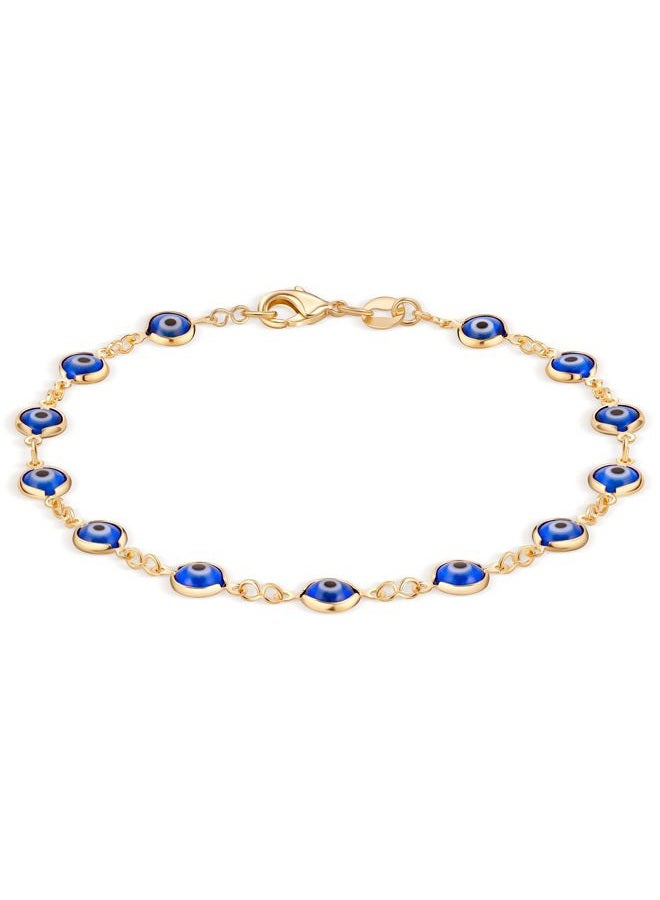 Barzel 18k Gold Plated Evil Eye Anklet Bracelet - Made In Brazil, 10 Inches, Brass, no gemstone - Image 1