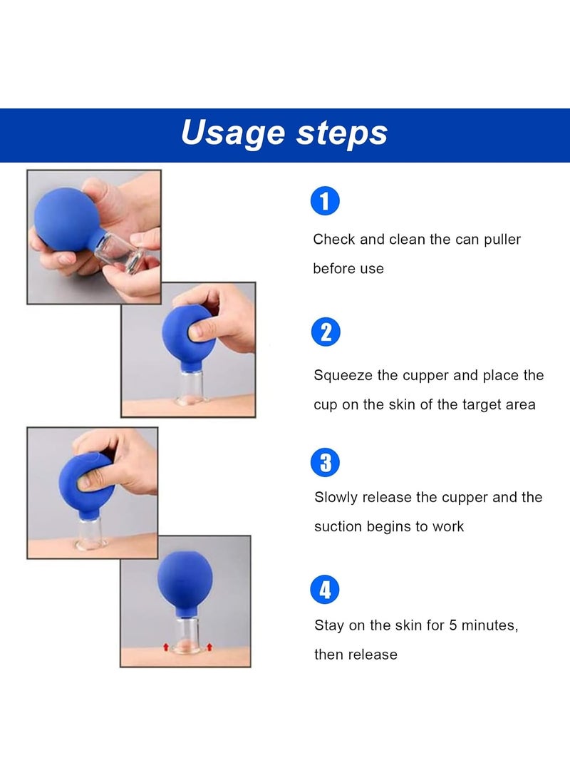 Glass Massage Cups Set, 4-Piece Facial and Body Cupping Cups with Silicone Suction Balls for Face, Neck, Back, Legs and Massage - Image 4
