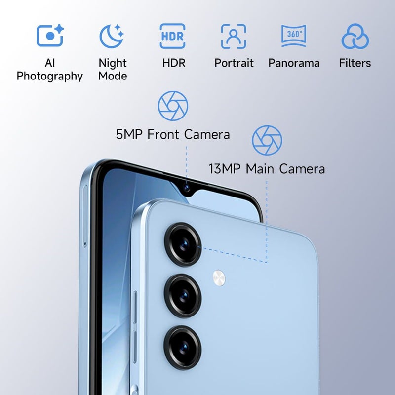 لاجينيو هاتف ذكي Lagenio A10 PRO Smartphone, Unisoc SC9863A1, 6.52-inch HD+ 90Hz Display, 4GB RAM + 128GB Rom, Blue - Image 5