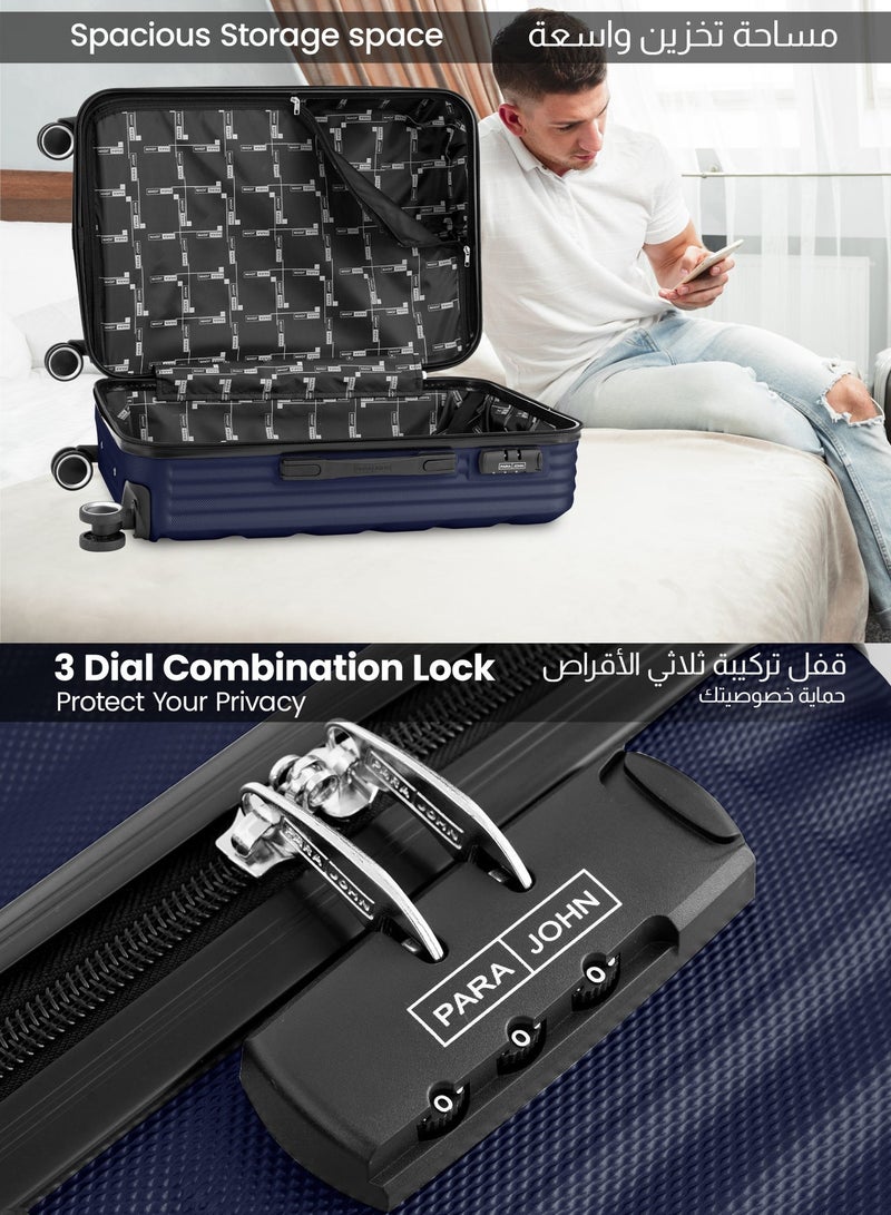PARAJOHN Large 28-Inch ABS Material Lightweight Hardshell Luggage Trolley | 3.8kg Durable Hardsided Spinner Trolley Suitcase Navy Blue - Image 5
