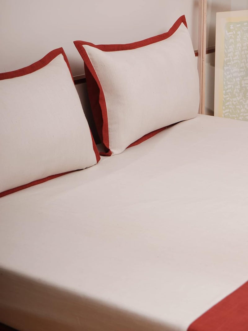 ZEBA World Cotton Blend Bedcover for Double Bed with 2 Pillow Covers Contrast Flange Floral Printed Queen Size Orange Color Bed Cover 90 x 108inches 75x9ft Pillow 17x27in - Image 3