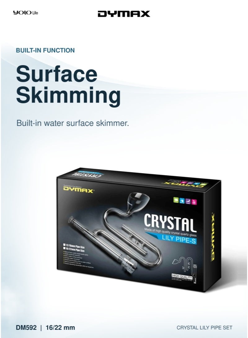 Dymax Crystal Lily Pipe-S Inflow & Outflow Set 16/22mm, Glass Aquarium Filter Pipe, Water Skimmer Set for Aquascaping, Planted Tanks, Fish Tanks - Image 3