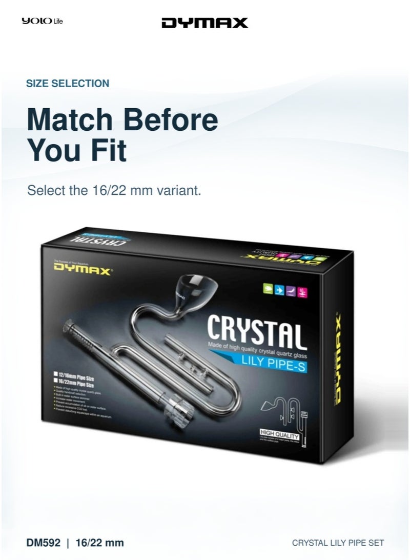Dymax Crystal Lily Pipe-S Inflow & Outflow Set 16/22mm, Glass Aquarium Filter Pipe, Water Skimmer Set for Aquascaping, Planted Tanks, Fish Tanks - Image 4