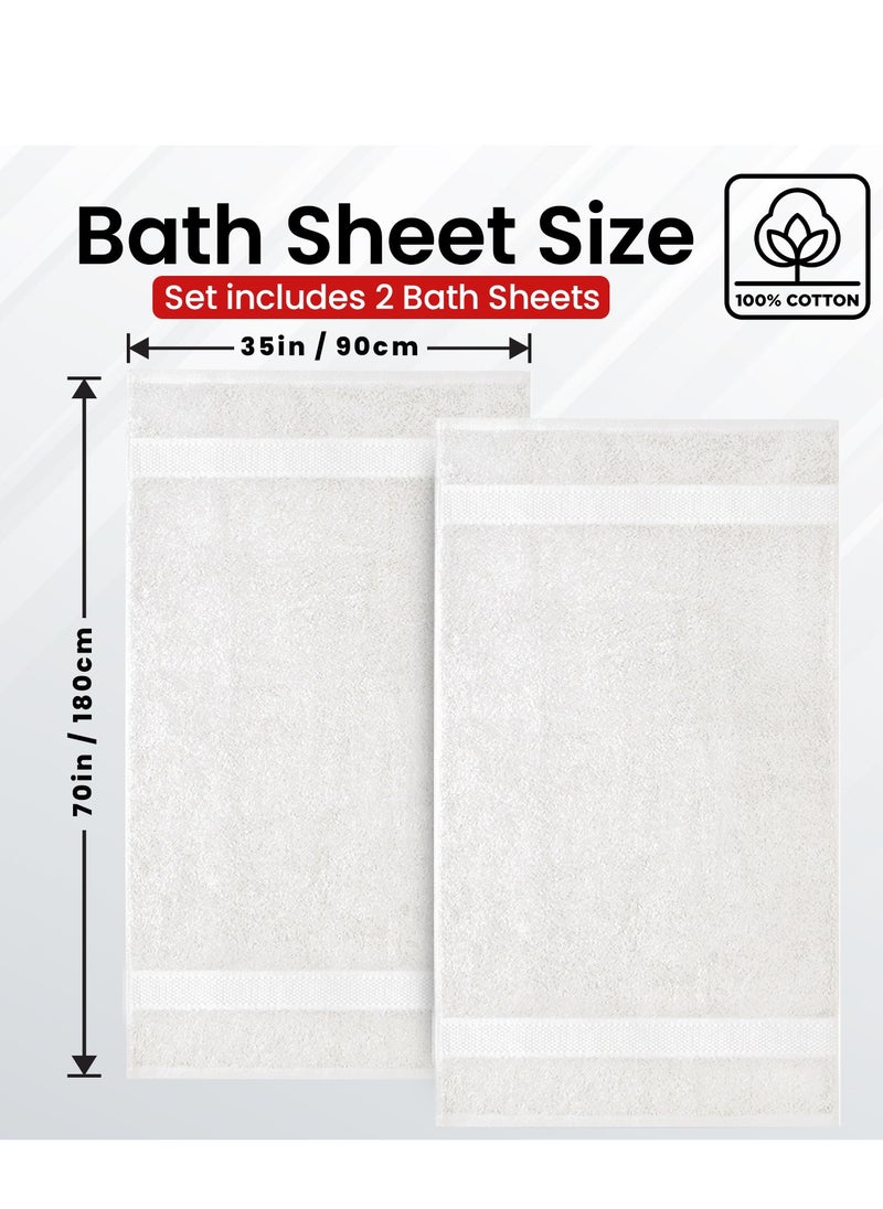 Infinitee Xclusives Premium White Bath Sheets – Pack of 2, 90cm x 180cm Large Bath Sheet Towel - 100% Cotton Ultra Soft and Absorbent Oversized Towels for Bathroom, Hotel & Spa Quality Towel by Infinitee Xclusives  - Image 3